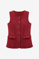 Womens Red Blazer Vest Tops  | CicyBell