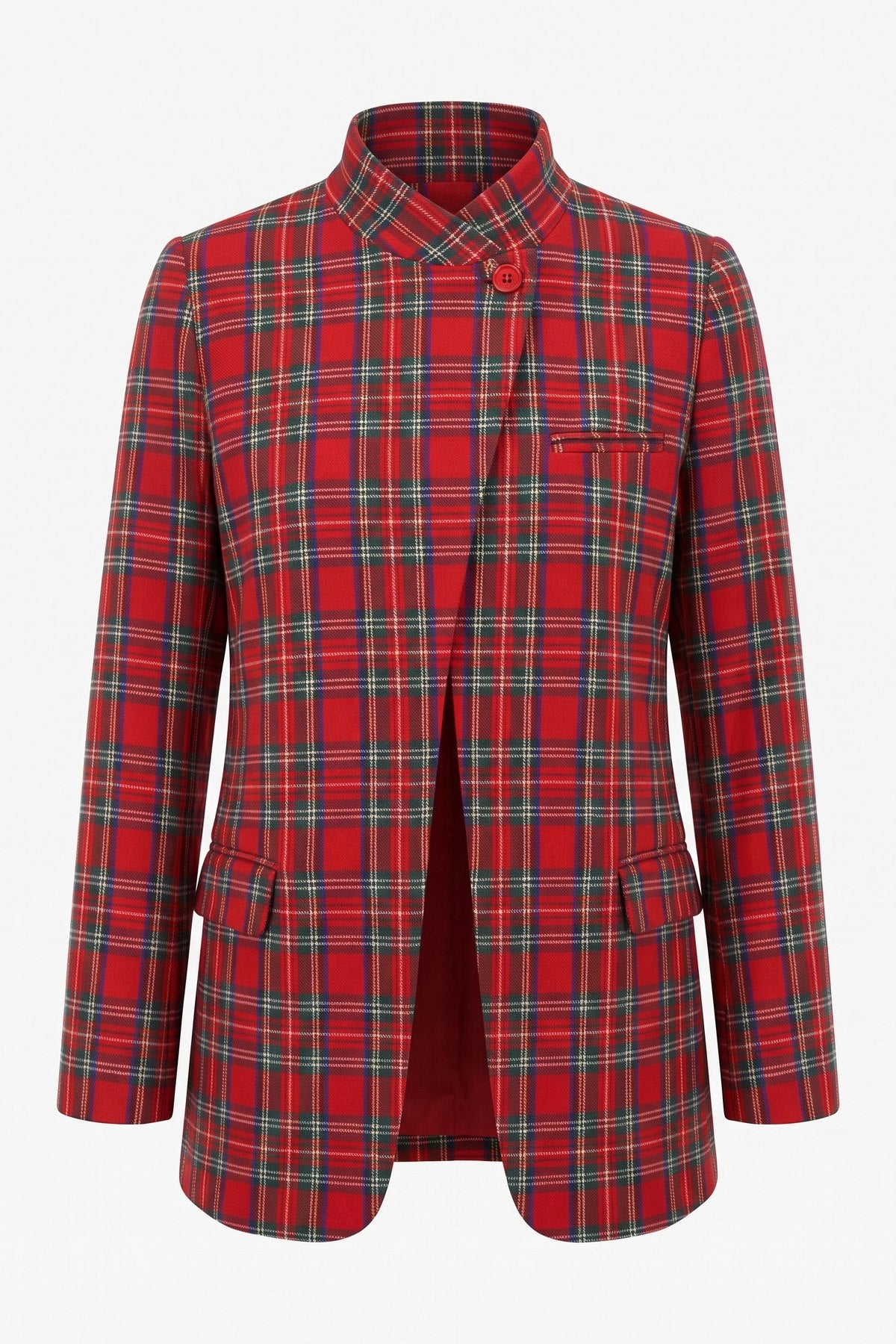 Womens Red Plaid Professional Polka Dot Blazer | CicyBell