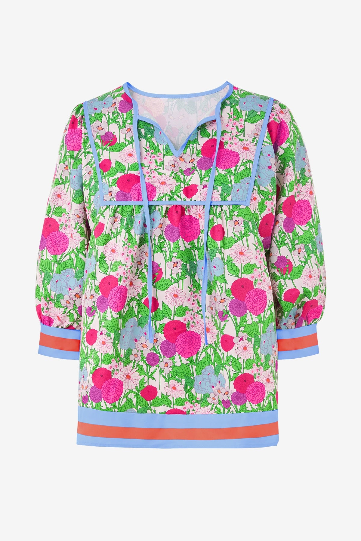 Womens Rose Red Floral Print Babydoll Blouse | CicyBell