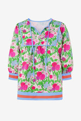 Womens Rose Red Floral Print Babydoll Blouse | CicyBell