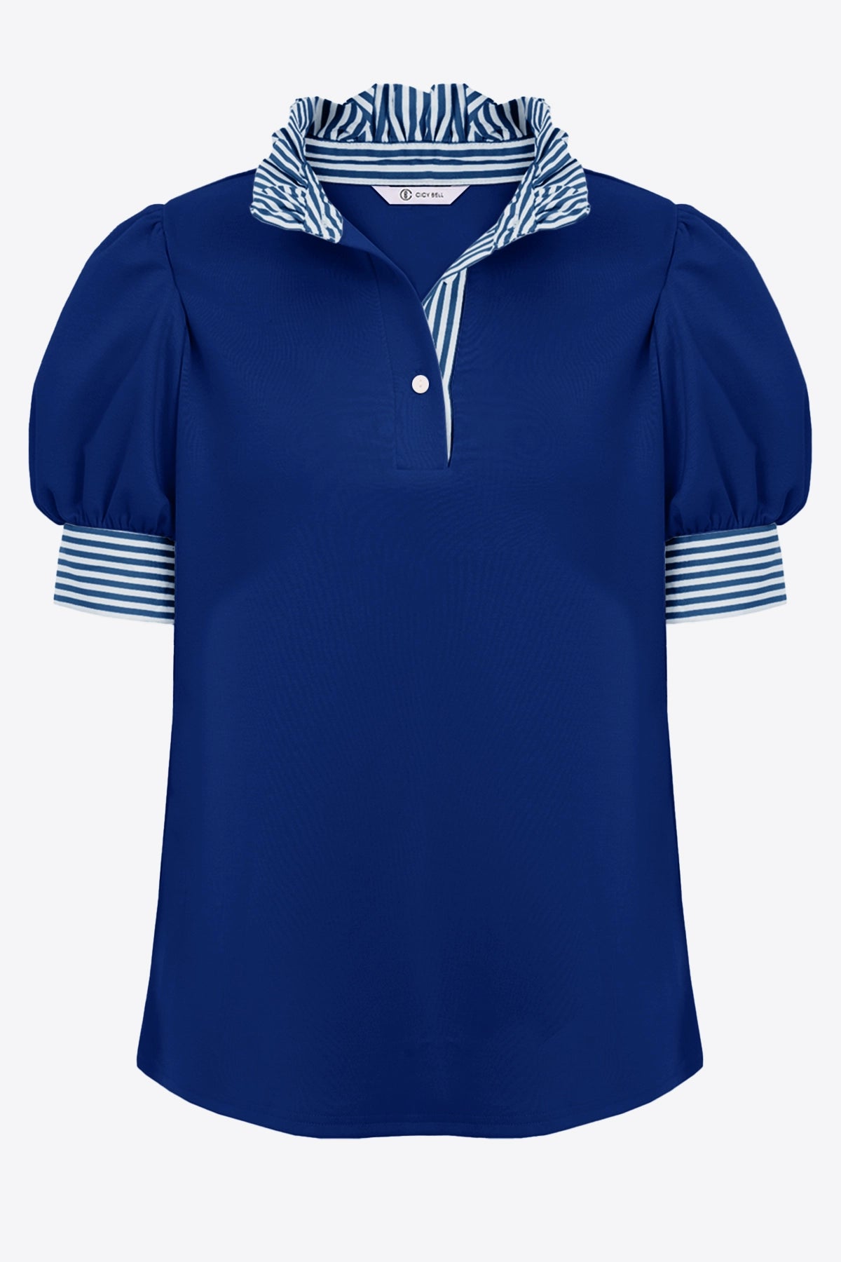Womens Royal Blue Summer Puff Sleeve Blouses | CicyBell