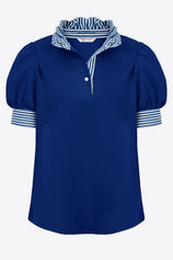 Womens Royal Blue Summer Puff Sleeve Blouses | CicyBell