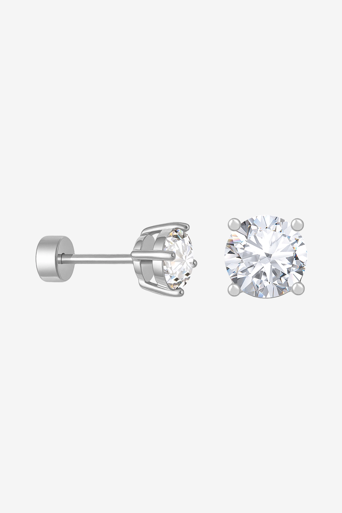 Womens Silver Flat Back Stud Earrings | CicyBell