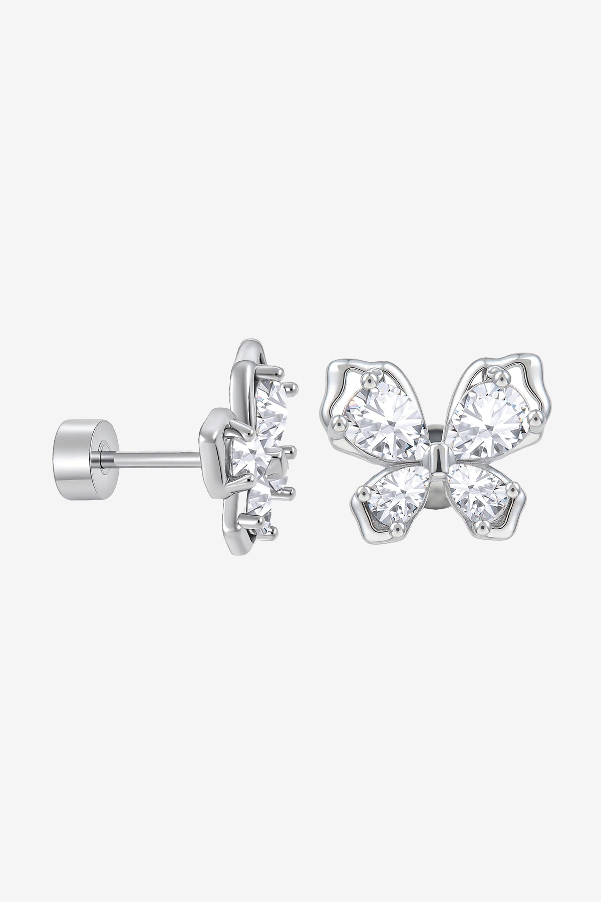 Womens Silver Flat Back Stud Earrings | CicyBell