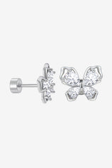 Womens Silver Flat Back Stud Earrings | CicyBell