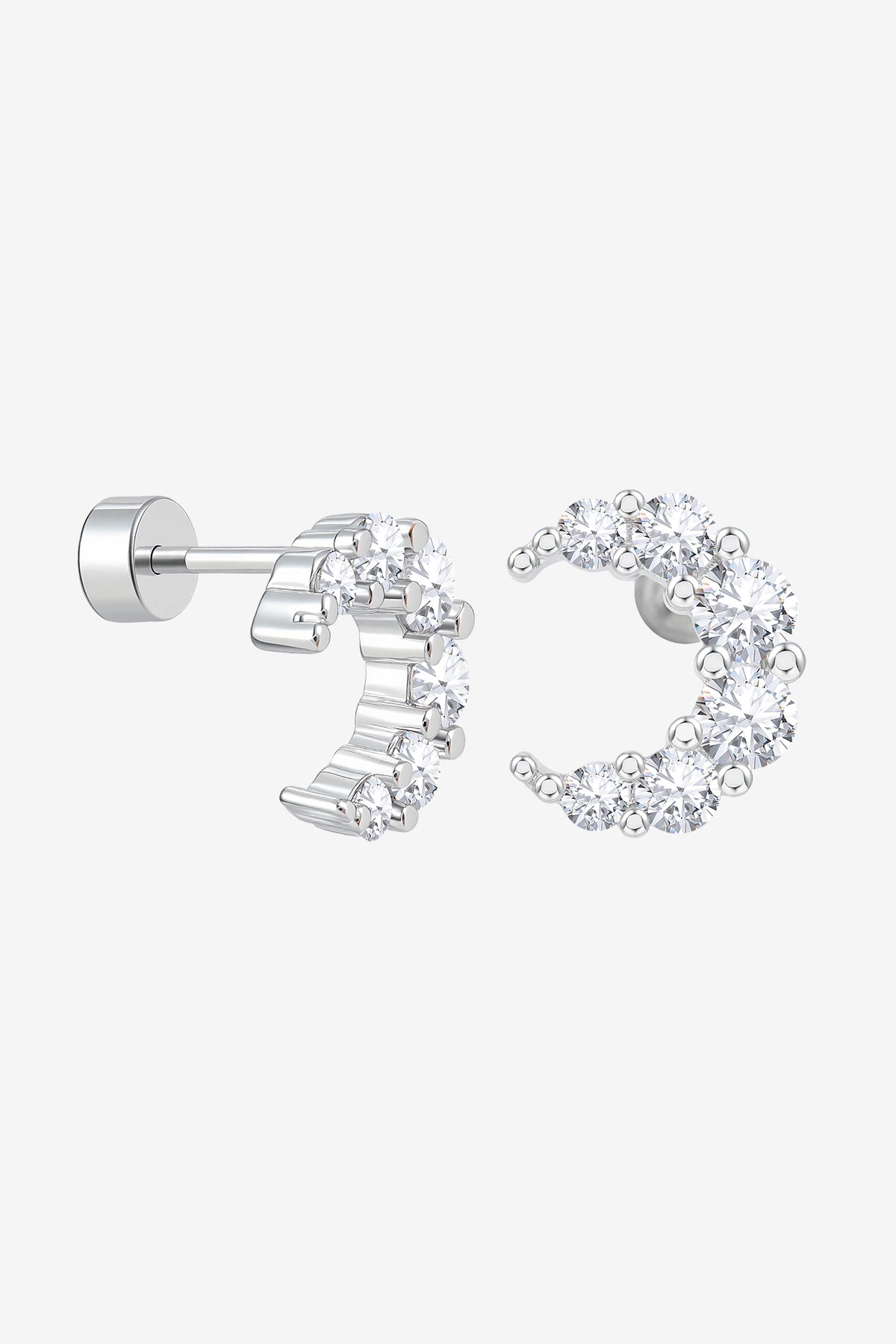 Womens Silver Flat Back Stud Earrings | CicyBell