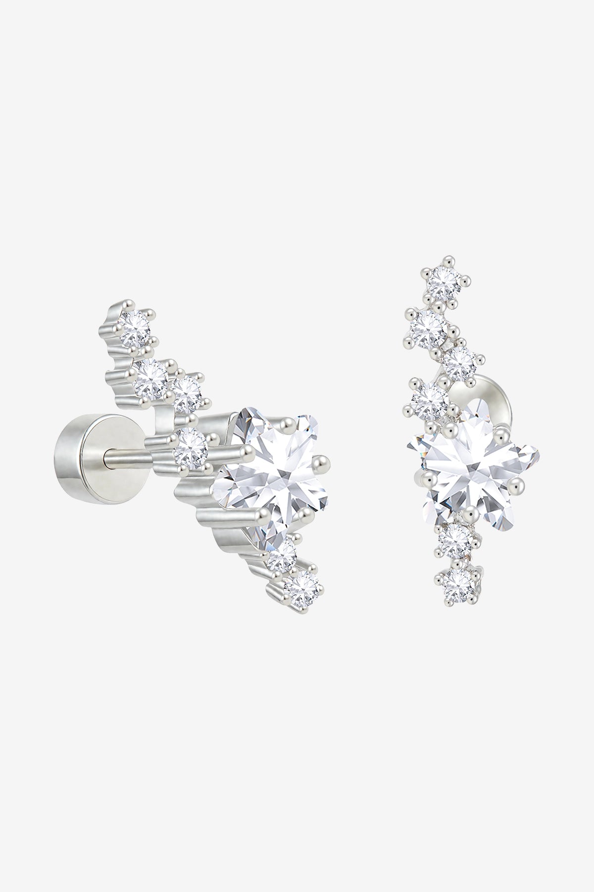 Womens Silver Flat Back Stud Earrings | CicyBell