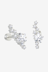 Womens Silver Flat Back Stud Earrings | CicyBell