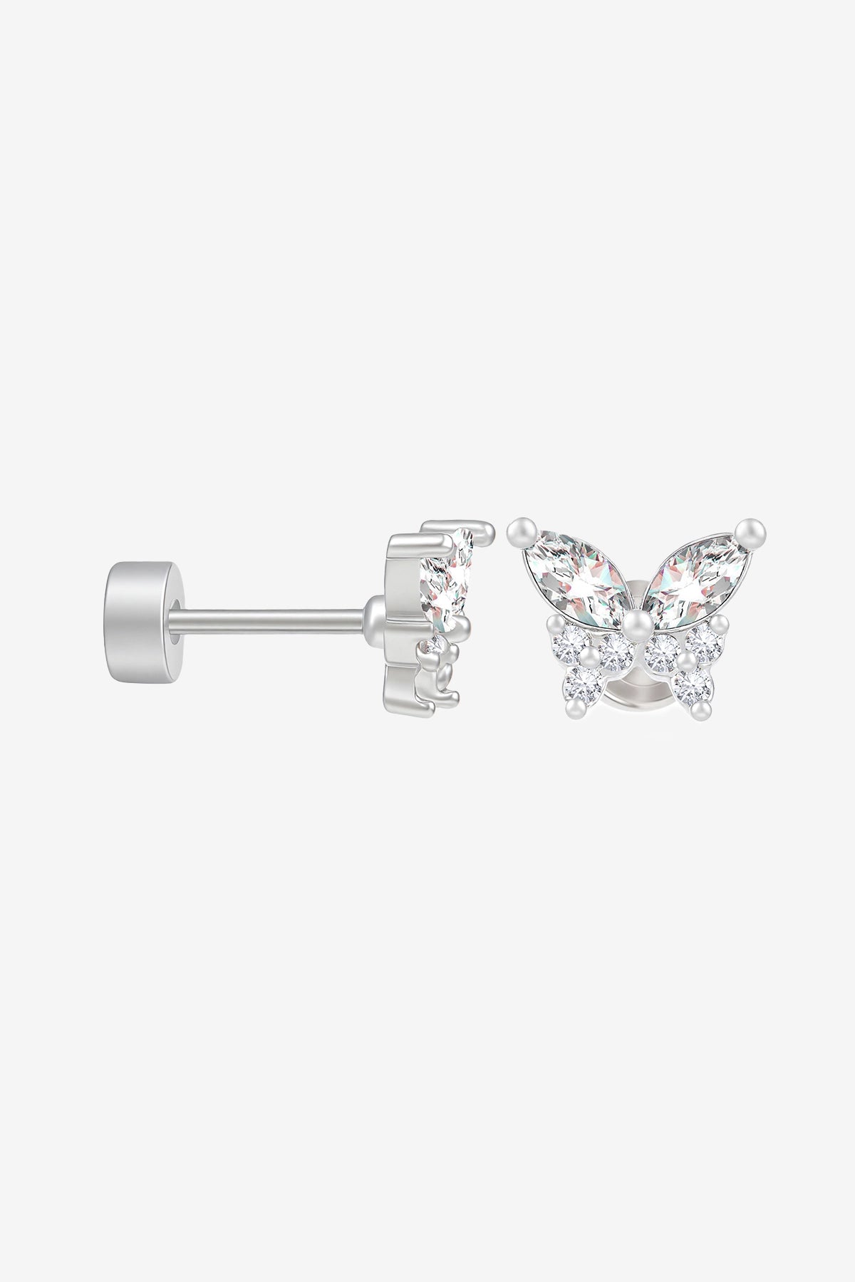 Womens Silver Flat Back Stud Earrings | CicyBell