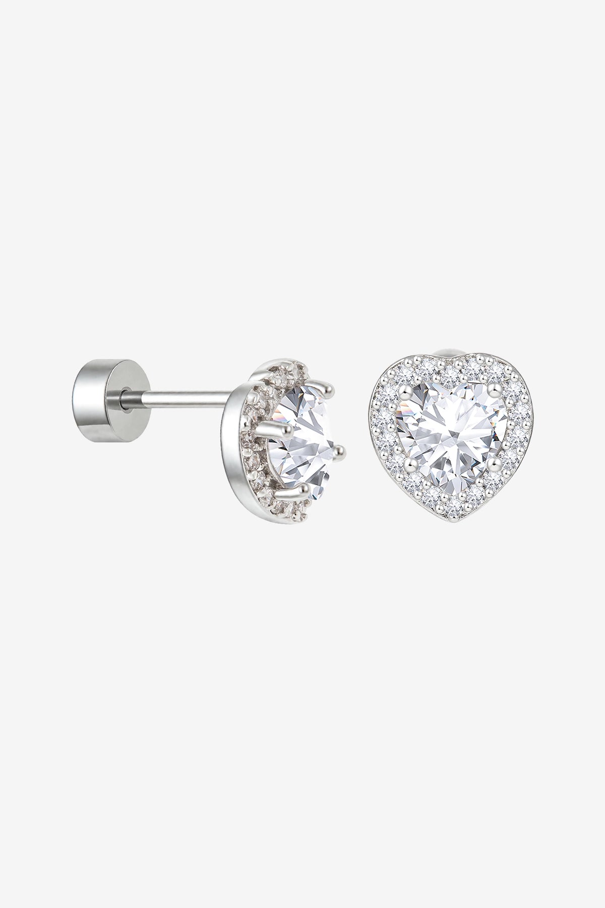Womens Silver Flat Back Stud Earrings | CicyBell