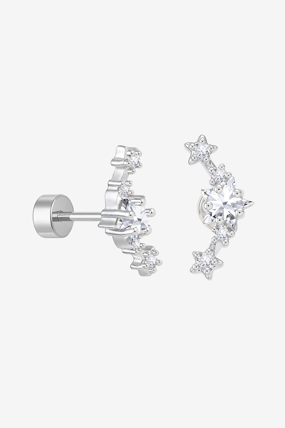Womens Silver Flat Back Stud Earrings | CicyBell