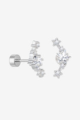 Womens Silver Flat Back Stud Earrings | CicyBell