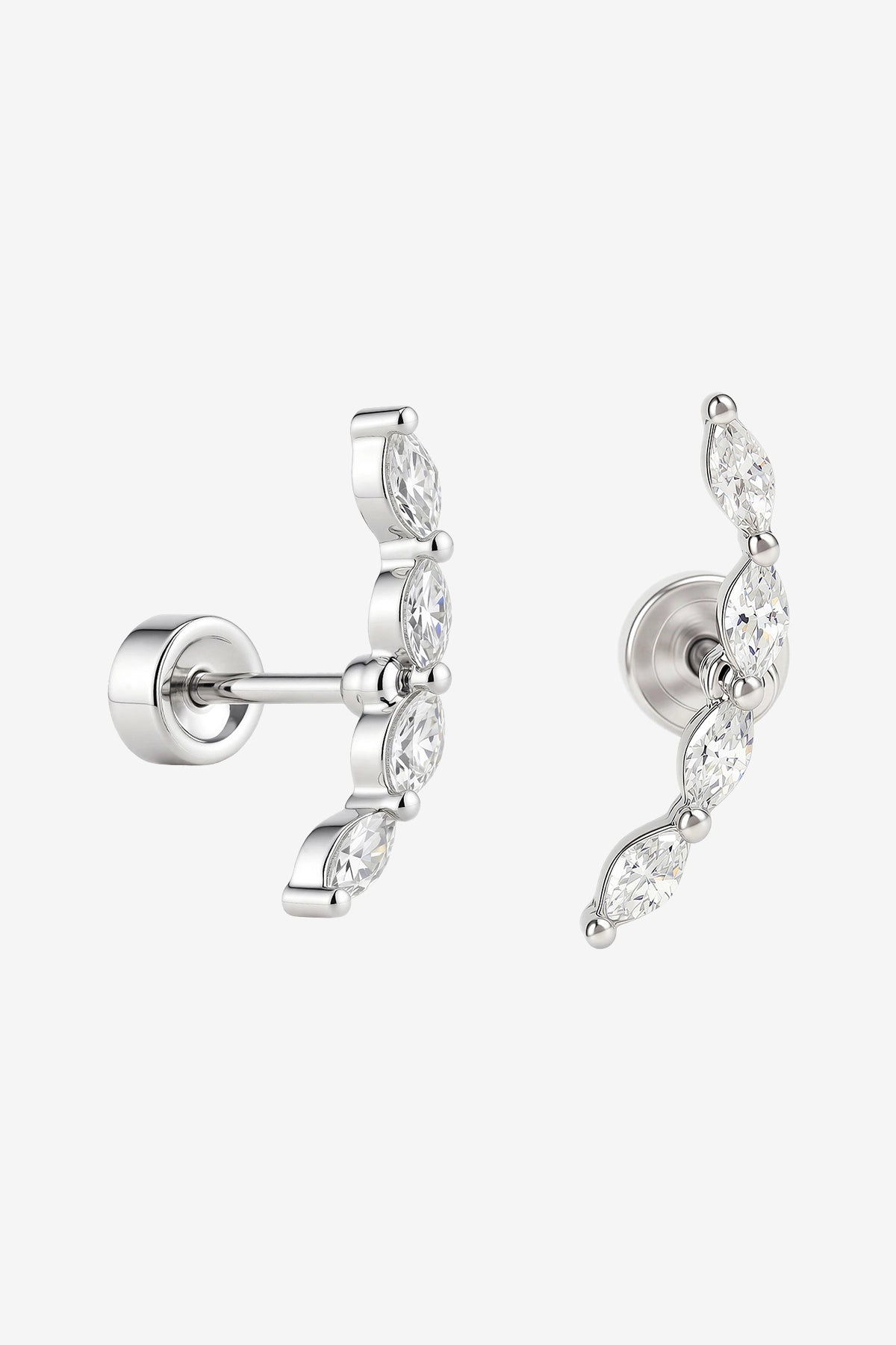 Womens Silver Flat Back Stud Earrings | CicyBell