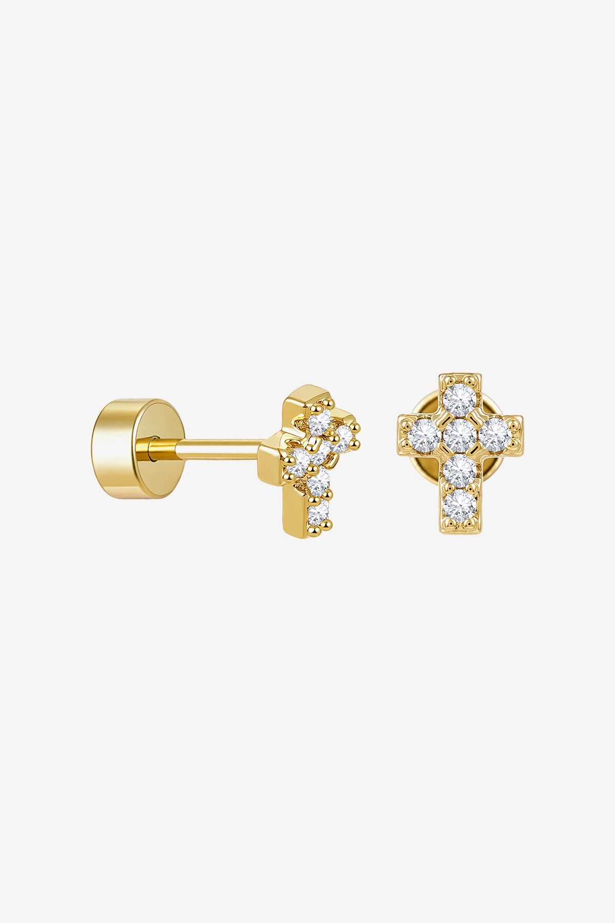Womens Gold Flat Back Stud Earrings | CicyBell