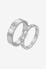 Womens White Matching Couple Rings | CicyBell