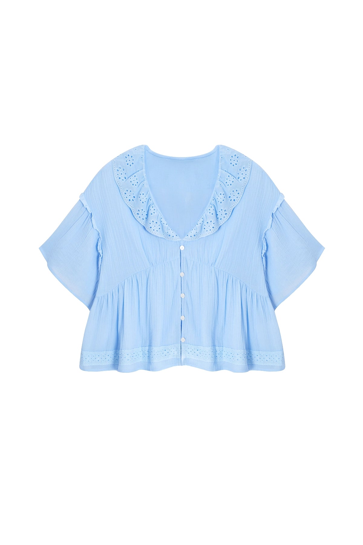 Cicy Bell Womens Sky Blue Babydoll Tops