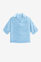 Womens Sky Blue Metallic 3/4 Sleeve | CicyBell