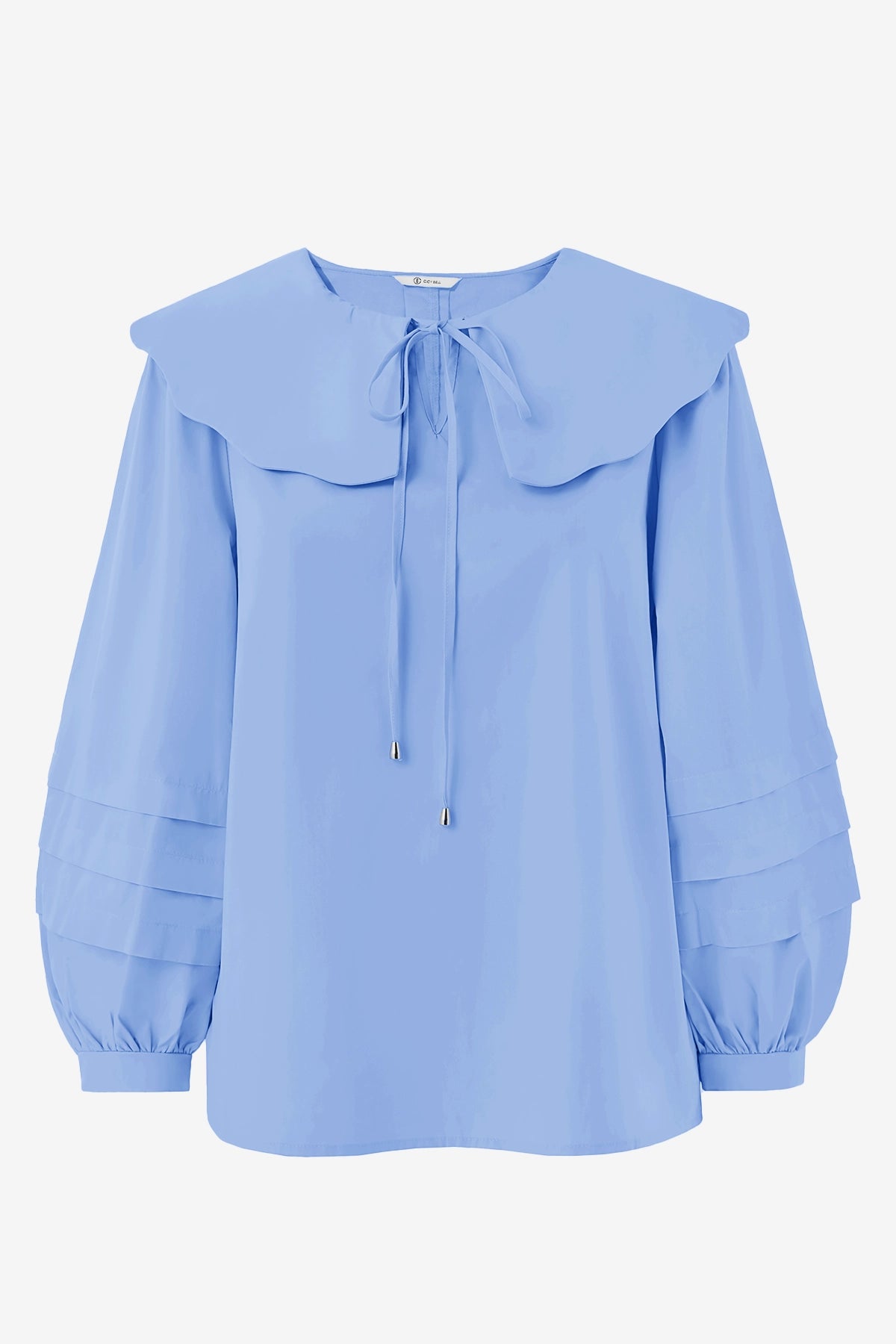 Effortless Sky Blue Puff Sleeve Blouse Pure Cotton | CicyBell