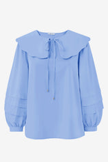 Effortless Sky Blue Puff Sleeve Blouse Pure Cotton | CicyBell