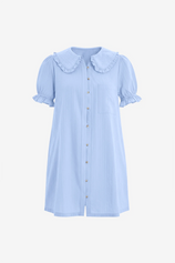 Womens Sky Blue Mini Shirt Dress  | CicyBell