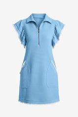 Womens Sky Blue Ruffle Cap Sleeve Dress  | CicyBell