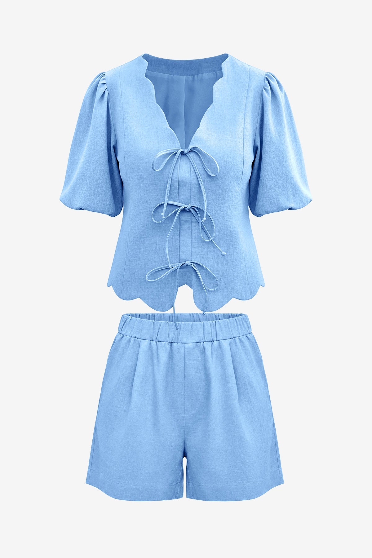 Womens Sky Blue Summer 2 Piece Short Sets | CicyBell
