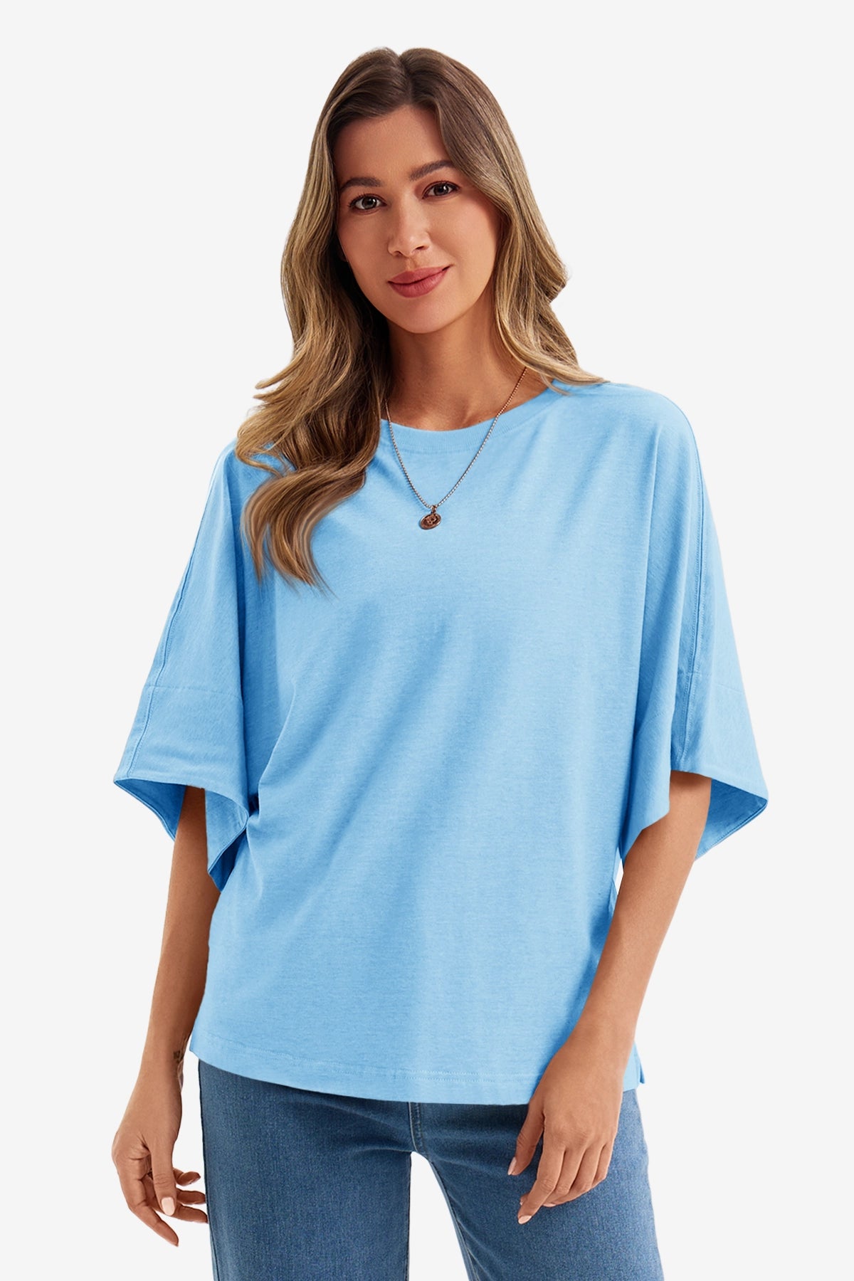 Womens Sky Blue Half Sleeve T-Shirts | CicyBell