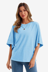 Womens Sky Blue Half Sleeve T-Shirts | CicyBell