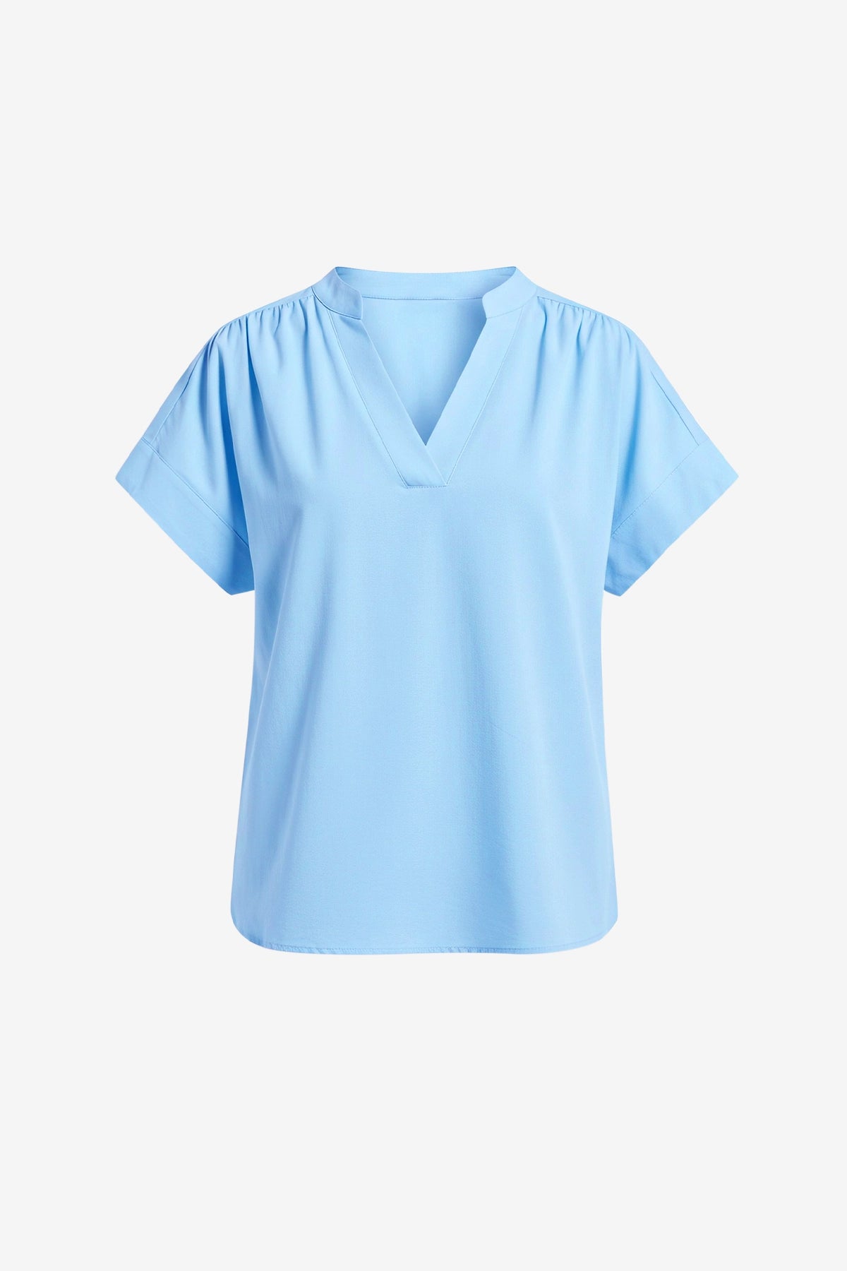 Womens Sky Blue V Neck Blouse Tops  | CicyBell