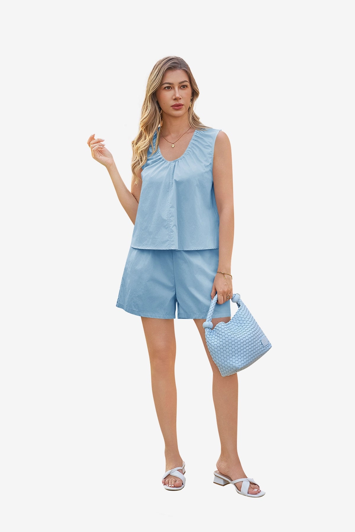 Womens Sky Blue Summer 2 Piece Sets  | CicyBell