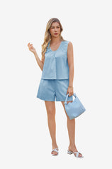 Womens Sky Blue Summer 2 Piece Sets  | CicyBell