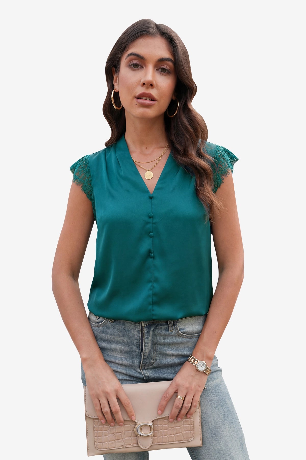 Womens Teal Satin Tank Tops | CicyBell