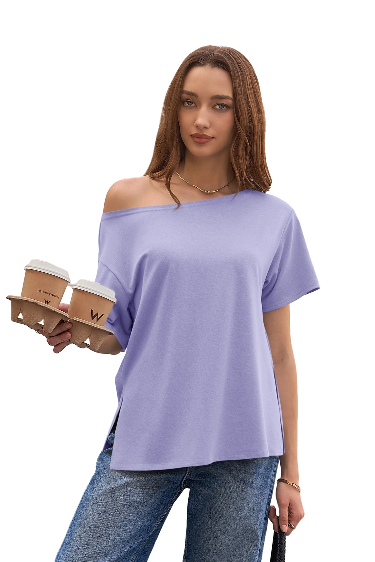 Womens Violet Oversized T-Shirts  | CicyBell