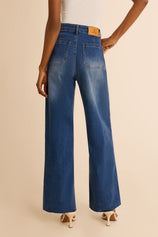Womens Wash Blue High Waisted Straight Jeans | CicyBell