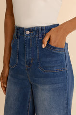 Womens Wash Blue High Waisted Straight Jeans | CicyBell