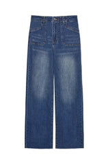 Womens Wash Blue High Waisted Straight Jeans | CicyBell