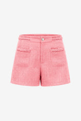Womens Watermelon Red Tweed Summer Shorts | CicyBell