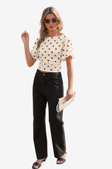 Womens Wave Point Color Wrap Polka Dots Tops | CicyBell