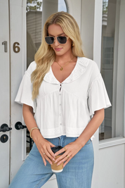 Cicy Bell Womens White Babydoll Tops