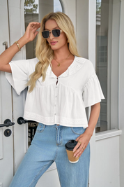 Cicy Bell Womens White Babydoll Tops