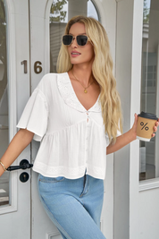 Cicy Bell Womens White Babydoll Tops