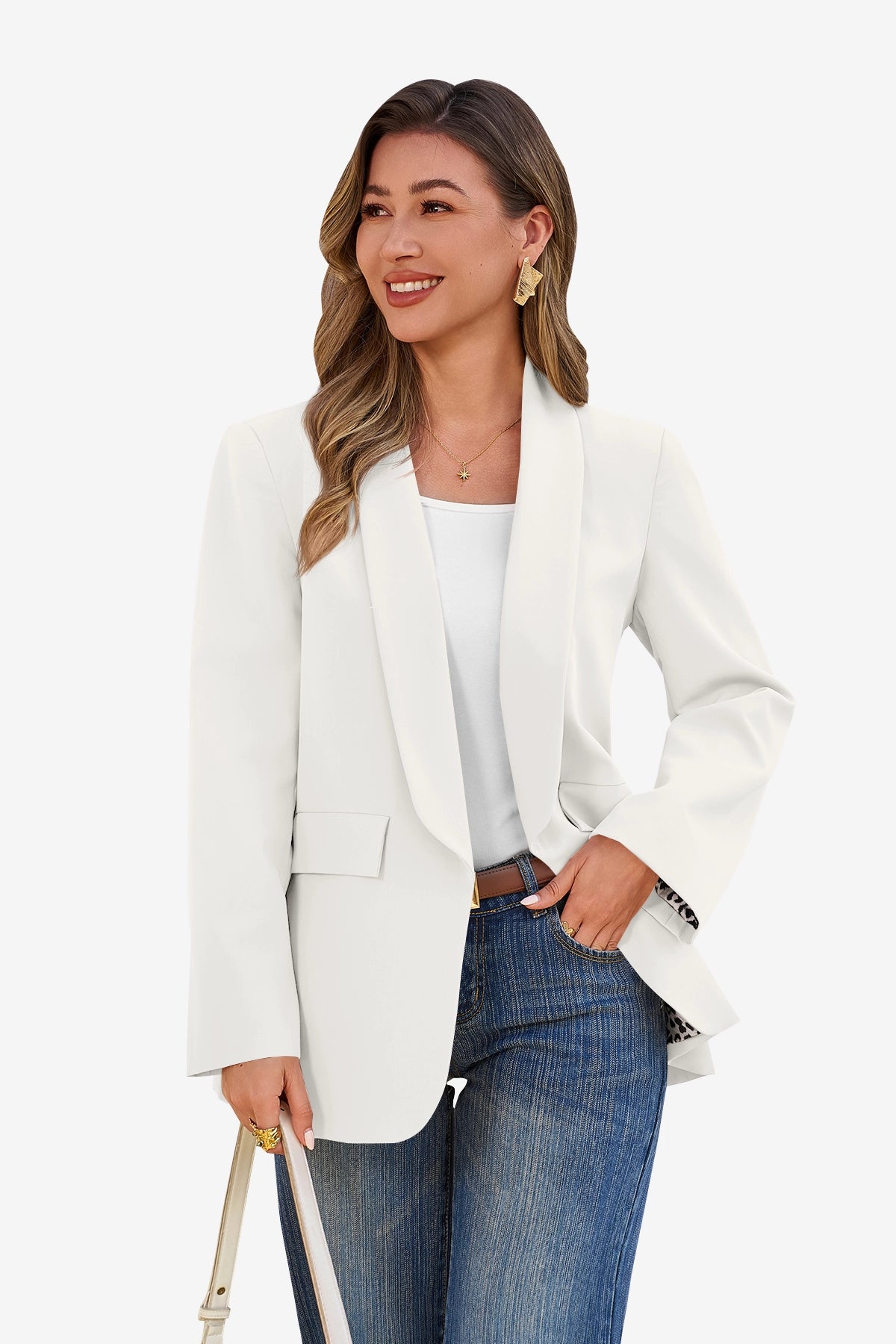 Womens White Business Casual Blazer | CicyBell