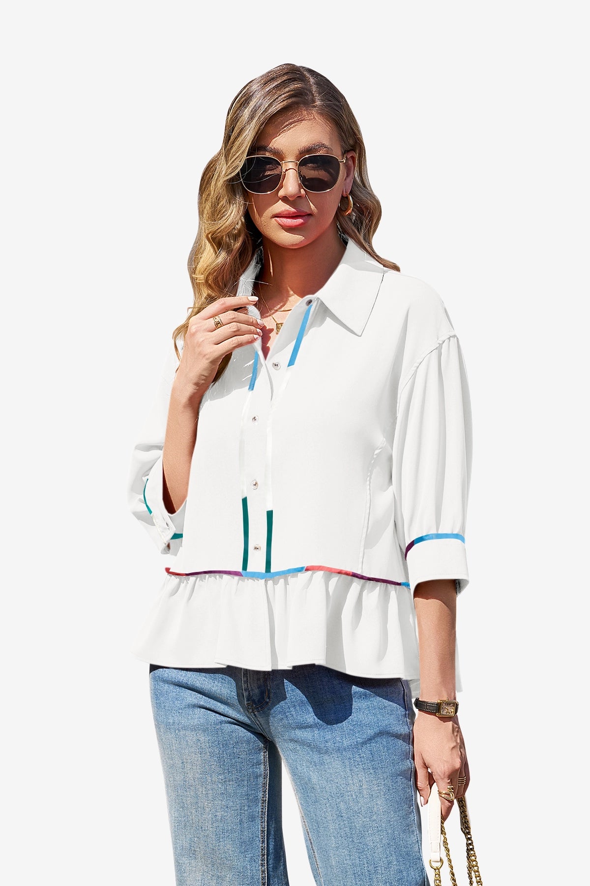 Womens White Summer Button Down Blouses | CicyBell