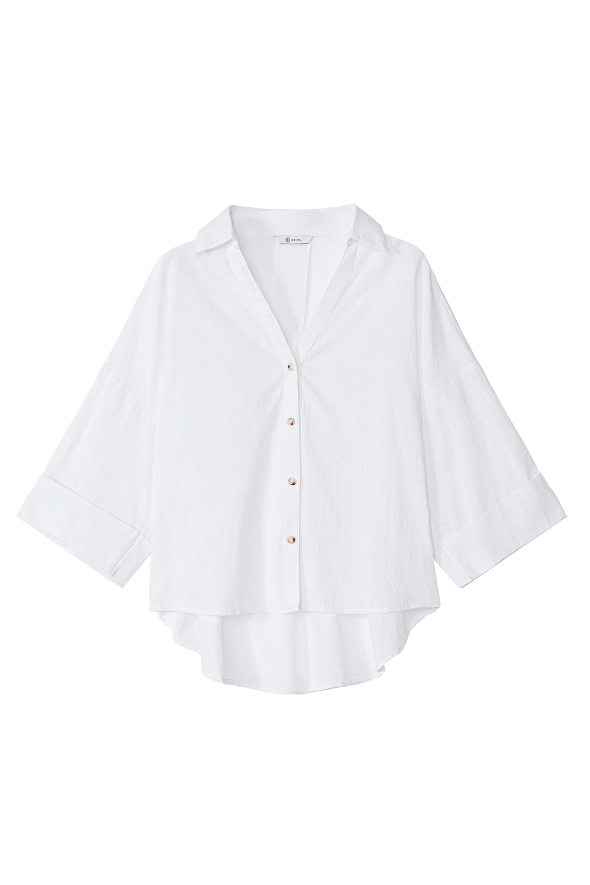 Womens White 3/4 Sleeve Striped Button Down Shirts | CicyBell
