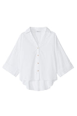 Womens White 3/4 Sleeve Striped Button Down Shirts | CicyBell