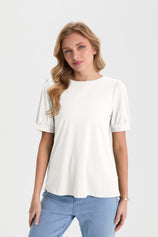 Womens White Short Puff Sleeve Blouses | CicyBell
