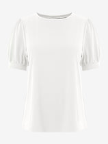 Womens White Short Puff Sleeve Blouses | CicyBell