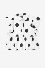 Womens White Polka Dot Babydoll Tops | CicyBell