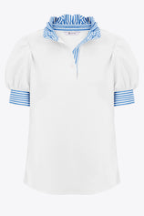 Womens White Summer Puff Sleeve Blouses | CicyBell