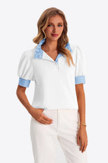 Womens White Summer Puff Sleeve Blouses | CicyBell